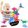 FFTROC Montessori Dinosaur Toys for 2 3 4 Year Old Boys - Wooden Stacking Dinosaur Toys for Kids 2-4 3-5, Toddler Balancing Block Sets view 1