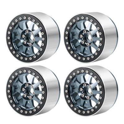 RC-Hub 4Pcs 2.2" Beadlock Wheels Rims for 1/10 Axial 90048 RR10 RC Crawler Car (Titanium+Black)