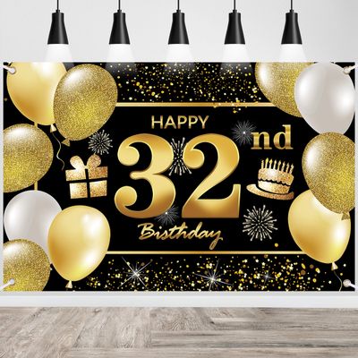 32nd Birthday Banner - Decorations for Men's Party