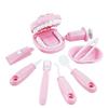 OPTSPTOY 9PCS Plastic Simulation Dentist Play Set Medical Kit Pretend Toy for Kids Hygienic Habbit Cultivation Role Play Game for Children 6 Colors (Purple/Pink/Yellow/Green) OPP Bag Packaging (Pink) view 1