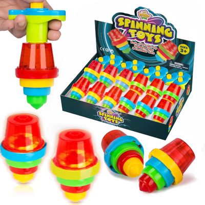 IPIDIPI TOYS Spineez Light Up Spinning Tops  12-Pack LED Spinner Toys, Easter Basket Stuffers for Kids, Birthday Party Favors, Goodie Bag Stuffers, School Prizes for Boys & Girls  Red