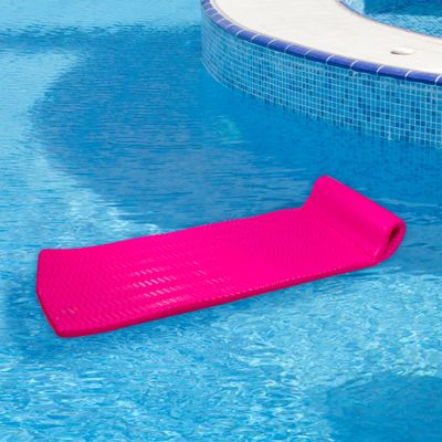 74" Pink Floating Foam Swimming Pool Mattress Lounger with Head Rest