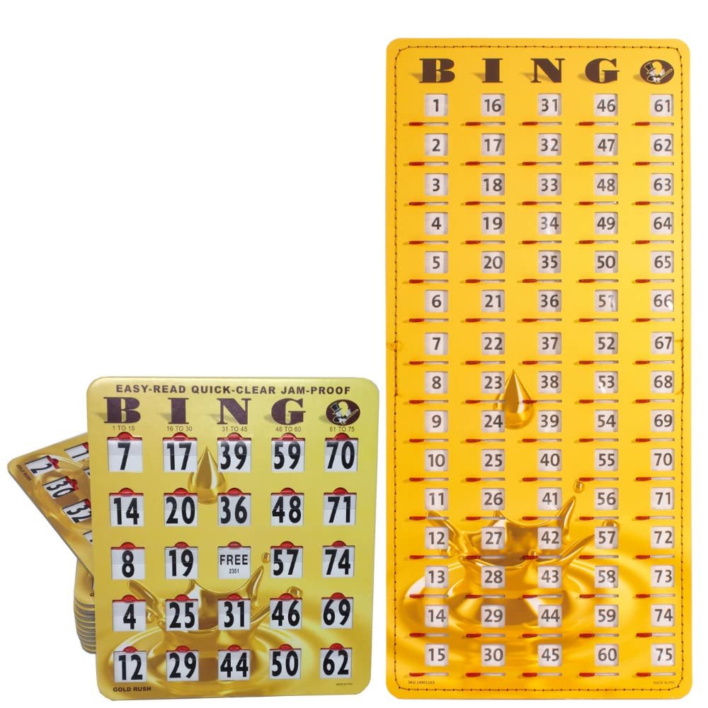 MR CHIPS 10 Easy Read Quick Clear Bingo Cards with Sliding Windows and Master Board