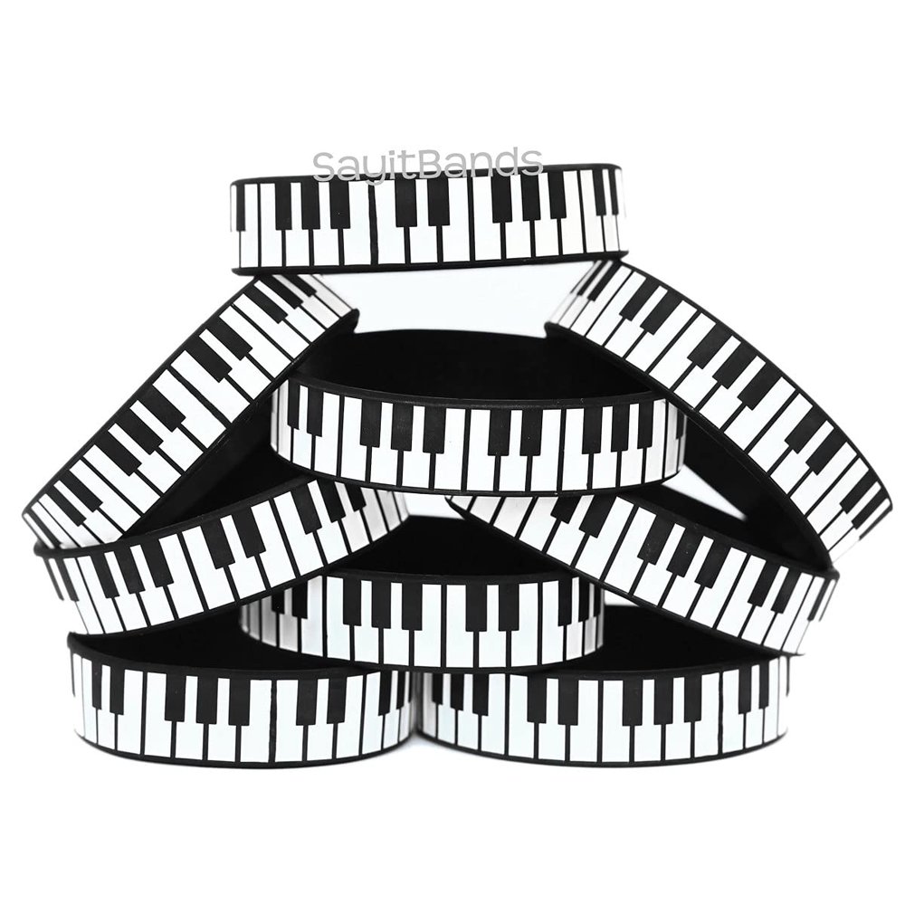 Ten (10) Piano Bracelets - Music Bands - Silicone Wristbands