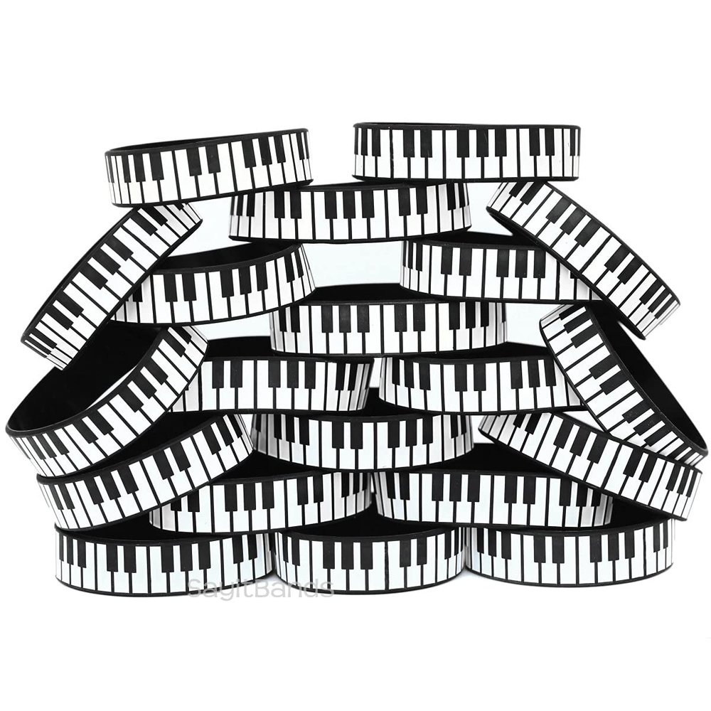 Twenty (20) Piano Bracelets - Music Bands - Silicone Wristbands