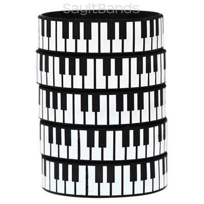 SayitBands Five (5) Piano Bracelets - Music Bands - Silicone Wristbands