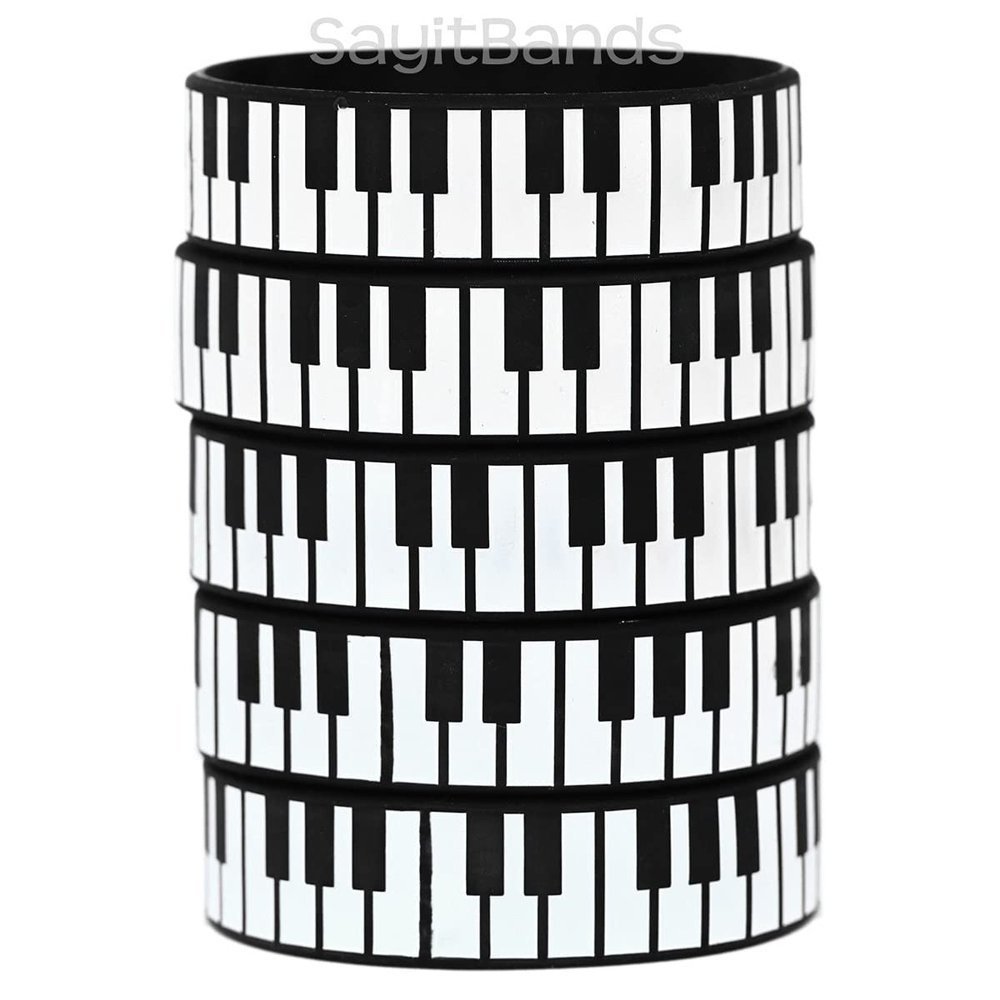 SayitBands Five (5) Piano Bracelets - Music Bands - Silicone Wristbands