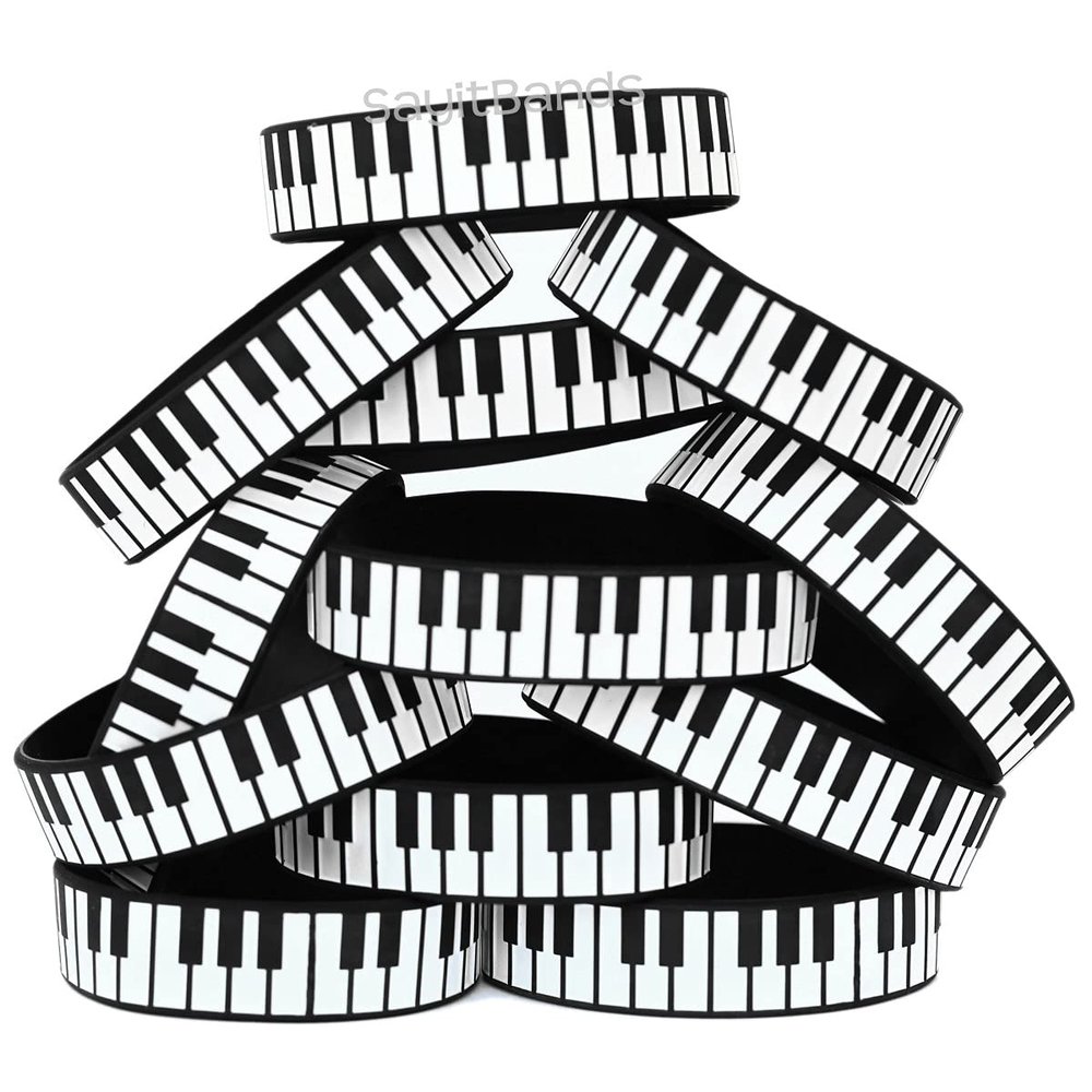 Fifteen (15) Piano Bracelets - Music Bands - Silicone Wristbands