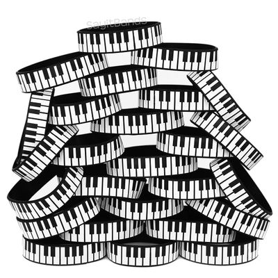 One Hundred (100) Piano Bracelets - Music Bands - Silicone Wristbands