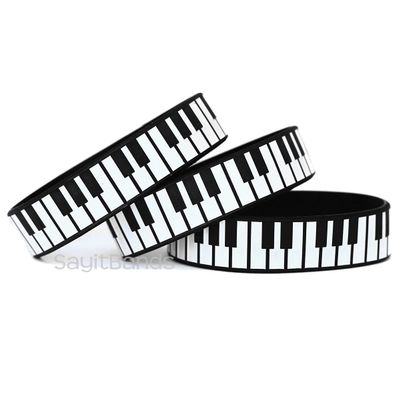 Three (3) Piano Bracelets - Music Bands - Silicone Wristbands
