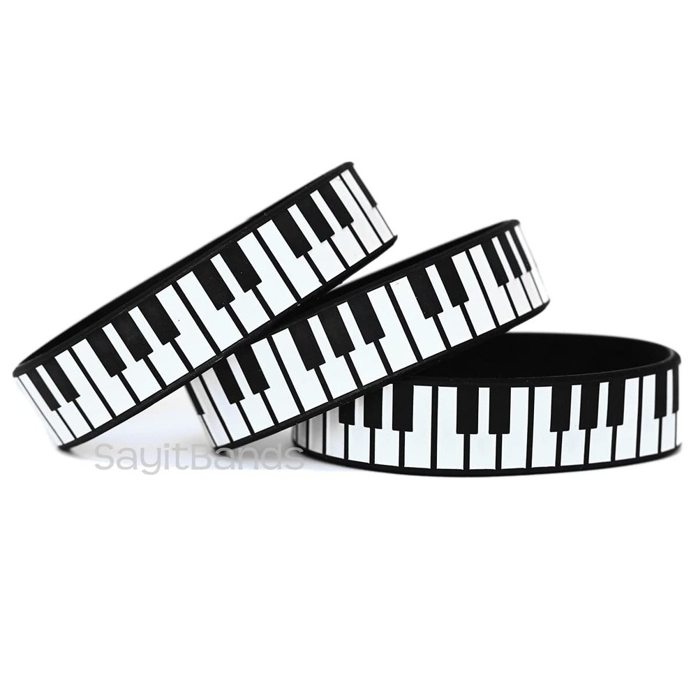 Three (3) Piano Bracelets - Music Bands - Silicone Wristbands
