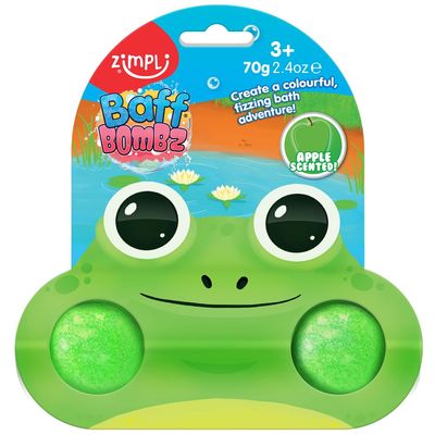 2 x Cool Frog Bath Bombs on Gift Card, Children's Value Birthday Gifts for Boys and Girls, Favours, Rewards, Prizes, Party Bag Fillers, Pinata Toys, Pocket Money Toy, Bath Fizzers for Toddlers