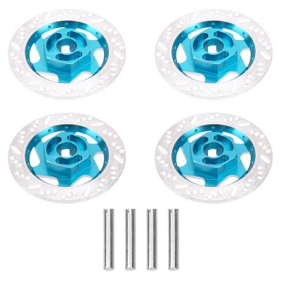 4Pack ShareGoo Metal 12mm Hex Hub Wheel Rim Tires Brake Disc Compatible with Traxxas Tamiya HSP HPI Redcat Racing 1/10 RC On-Road Car (Sky Blue)