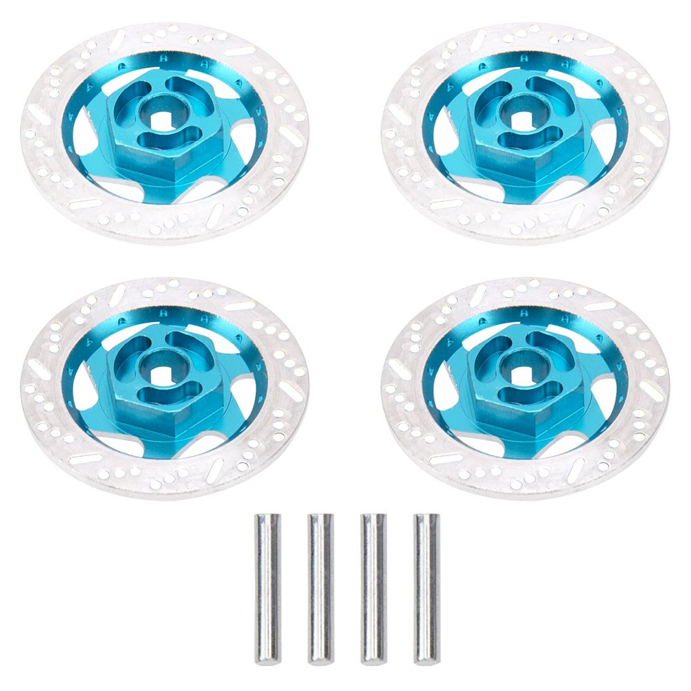 4Pack ShareGoo Metal 12mm Hex Hub Wheel Rim Tires Brake Disc Compatible with Traxxas Tamiya HSP HPI Redcat Racing 1/10 RC On-Road Car (Sky Blue)