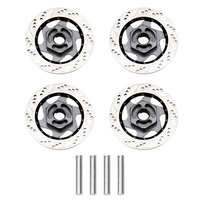 4Pack ShareGoo Metal 12mm Hex Hub Wheel Rim Tires Brake Disc Compatible with Traxxas Tamiya HSP HPI Redcat Racing 1/10 RC On-Road Car (Titanium)