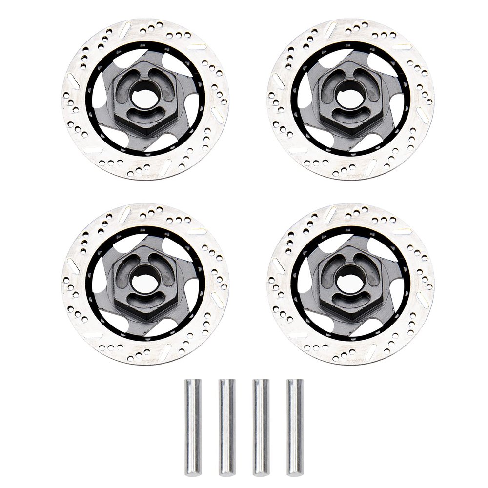 4Pack ShareGoo Metal 12mm Hex Hub Wheel Rim Tires Brake Disc Compatible with Traxxas Tamiya HSP HPI Redcat Racing 1/10 RC On-Road Car (Titanium)