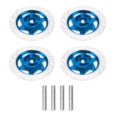 4Pack ShareGoo Metal 12mm Hex Hub Wheel Rim Tires Brake Disc Compatible with Traxxas Tamiya HSP HPI Redcat Racing 1/10 On-Road RC Car (Dark Blue)