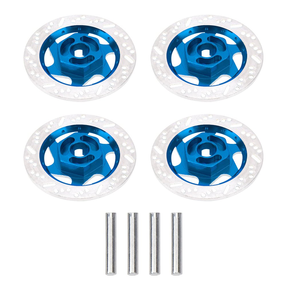 4Pack ShareGoo Metal 12mm Hex Hub Wheel Rim Tires Brake Disc Compatible with Traxxas Tamiya HSP HPI Redcat Racing 1/10 On-Road RC Car (Dark Blue)