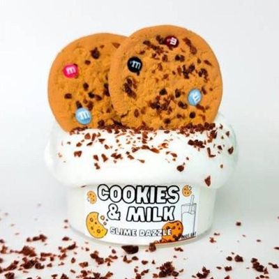 Cookies and Milk Butter Slime 8 oz Smooth Butter Texture with Cookies Scent Includes Clay Cookie Pieces, Sprinkles & Candy Charms Beginner-Friendly Sensory Slime