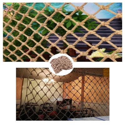 Rope Net Safety Decor Cargo Net Heavy Duty Hemp Rope Netting Child Swing Fence Net Outdoor Balcony Protective Stairs Railings Birds Climb Net Grid 10cm (Size : 2 * 2m(7 * 7ft))