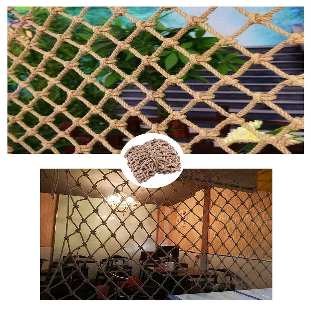 Rope Net Safety Decor Cargo Net Heavy Duty Hemp Rope Netting Child Swing Fence Net Outdoor Balcony Protective Stairs Railings Birds Climb Net Grid 10cm (Size : 2 * 2m(7 * 7ft))