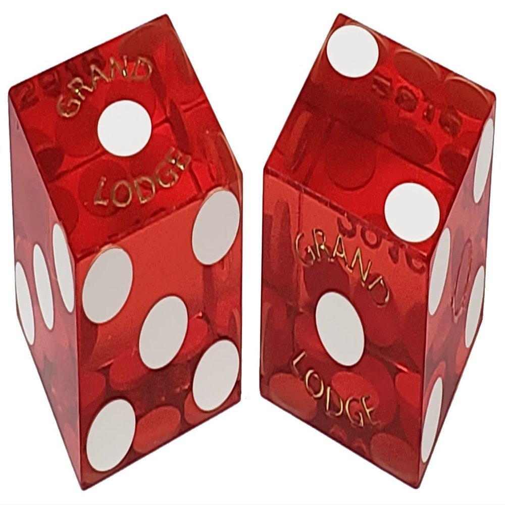 Authentic Nevada Craps Dice - Wide Selection Casino Table-Played Dice Pairs from Lake Tahoe, Reno & Other Nevada Destinations (Non-Matching, Lake Tahoe Hyatt Regency Grand Lodge - Red Polished)
