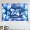 5665 Happy 25th Birthday Backdrop Banner Decor Blue  Dot Glitter Sparkle 25 Years Old Birthday party Theme Decorations for Men Women Supplies view 1