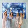 5665 Happy 25th Birthday Backdrop Banner Decor Blue  Dot Glitter Sparkle 25 Years Old Birthday party Theme Decorations for Men Women Supplies view 4