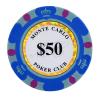 Clay Poker Chips 14 Gram Monte Carlo-Pack of 50 Chips ($50 Blue) view 1