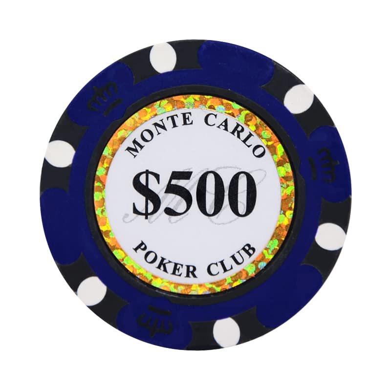 Clay Poker Chips 14 Gram Monte Carlo-Pack of 50 Chips ($500 Purple)