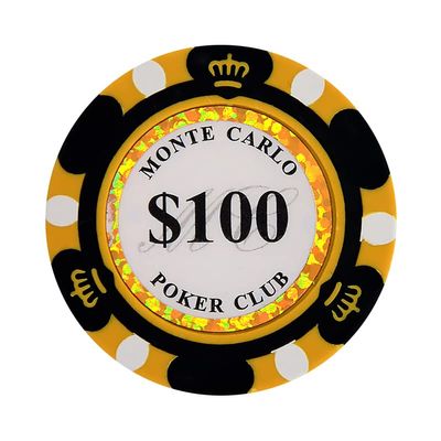 Clay Poker Chips 14 Gram Monte Carlo-Pack of 50 Chips ($100 Black)