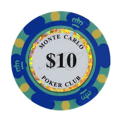 Clay Poker Chips 14 Gram Monte Carlo-Pack of 50 Chips ($10 DarkBlue)