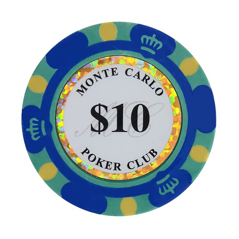 Clay Poker Chips 14 Gram Monte Carlo-Pack of 50 Chips ($10 DarkBlue)
