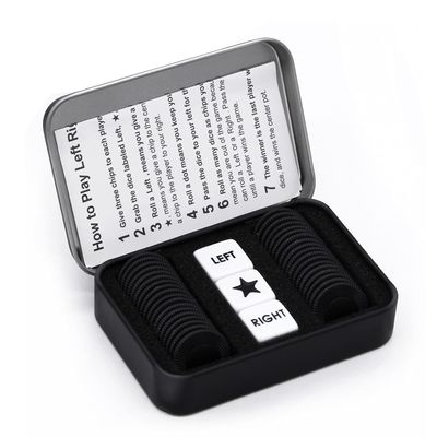 Bilywey Left Right Center Dice Game Set with 3 Dices + 36 Black Chips (Black)