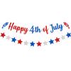CAVLA Glittery Happy 4th of July Banner and Glitter Stars Banner Red White Blue Patriotic Fourth of July Garland Banner with Fireworks Signs Independence Day Memorial Day Party Decorations Supplies view 1