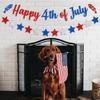 CAVLA Glittery Happy 4th of July Banner and Glitter Stars Banner Red White Blue Patriotic Fourth of July Garland Banner with Fireworks Signs Independence Day Memorial Day Party Decorations Supplies view 4