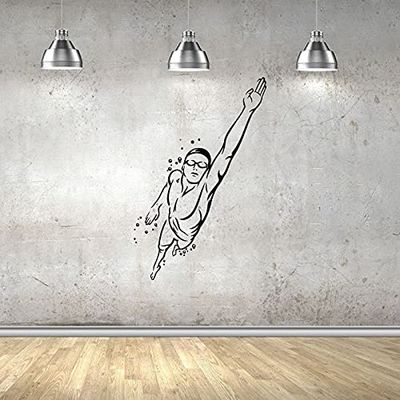 Swimmer Silhouette Professional Swimmer Swimming Vinyl Wall Sticker Wall Art Wall Decal Sports Boys Girls Kids Room Design Gym Pool Swimming Sports House Home Wall Sticker Decor Size (10x8 inch)