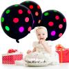 10 Pcs 18 Inch Large Neon Glow Balloons Glow in the Dark Party Supplies UV Polka Dot Blacklight Fluorescent Reactive Balloons for Birthday Wedding Neon Party Decorations Supplies(Black) view 4