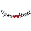 17 Years Blessed Banner,Pre-Strung, Black Paper Glitter Party Decorations For 17TH Wedding Anniversary 17 Years Old 17TH Birthday Party Supplies Letters Black ZHAOFEIHN view 1