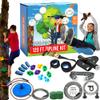 Zip Line Kit for Kids and Adults, 100/120/150/200ft, Up to 350 Lbs, Removable Trolley, Rustproof Stainless Steel, Quick Setup with Ratchet, Safety Harness, Backyard Adventure Fun W/Climbing Holds view 1
