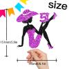 Sitting Girl Cake Topper Picks for Girl Lady 51st Birthday Makeup Spa Theme Party Decoration Supplies 51 Silhouette High Heeled Girl Cake Decor Purple Glitter view 2