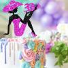 Sitting Girl Cake Topper Picks for Girl Lady 33rd Birthday Makeup Spa Theme Party Decoration Supplies 33 Silhouette High Heeled Girl Cake Decor Purple Glitter view 3