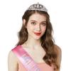 COCIDE Birthday Silver Tiara and Crowns for Women, Sash for Girls, Pink Birthday Decorations Set, Rhinestone Headband Hair Accessories, Glitter Sash for Party view 2