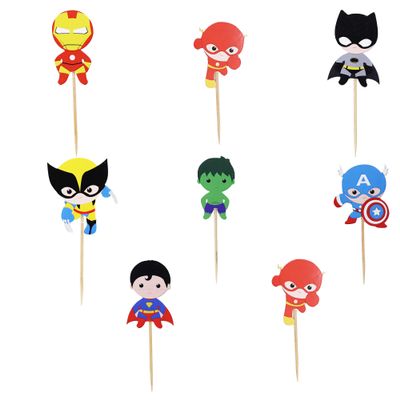 Confetti 24pc Cartoon Superhero Cupcake Topper for Kids Birthday Party Cake Decoration Supplies Super Heroes Cupcake Toppers Cupcake Toppers/Super Heroes Party Supplies/Superheroes Inspired