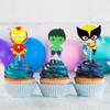 Confetti 24pc Cartoon Superhero Cupcake Topper for Kids Birthday Party Cake Decoration Supplies Super Heroes Cupcake Toppers Cupcake Toppers/Super Heroes Party Supplies/Superheroes Inspired view 2