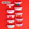 Megamix Funny Halloween Teeth - 100 Pack Random Style Fake Dentures for Adults Kids - Vampire Fangs, Hillbilly, Scary Monster Party Favors, Gags & Practical Joke Toys view 3