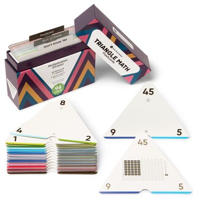 Award-Winning Triangle Math Flash Cards 376 Multiplication & Division Facts (012) Mastery-Based, Color-Coded Learning for Grades 36 Durable Cards with Visual Aids