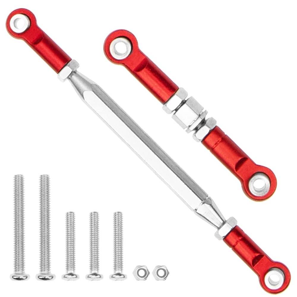 Vgoohobby Metal Adjustable Turnbuckles Camber Links Pull Rod Steering Servo Linkages Tie Rod Compatible with MN Model MN D90 99S MN90 1/12 RC Crawler Car (Red)