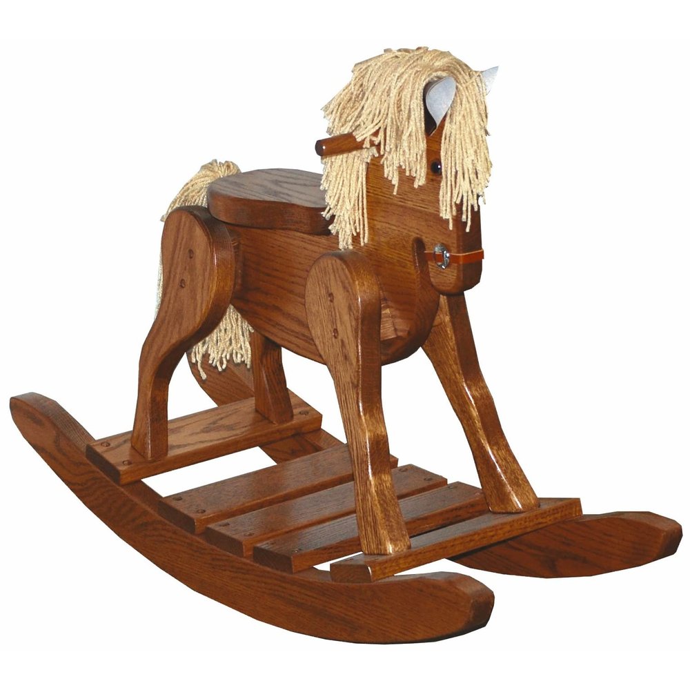 Furniture Barn USA Oak Deluxe Rocking Horse, Fruitwood Stain