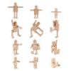 Fashewelry 12Pcs Unfinished Wooden Robot Bodies Wood Peg Dolls Joint Adjustable Wooden Figures Wooden Doll for DIY Hand Painting Craft Art Peg Game Party Decoration, 3 Sizes view 1